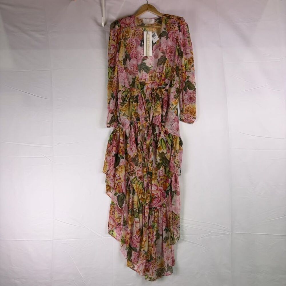 Bronx and Banco Pink & Green Floral Tiered Maxi Dress